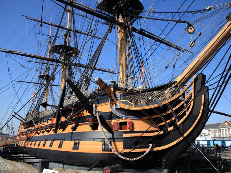 HMS Victory dry docked at The Hard in Old Portsmouth