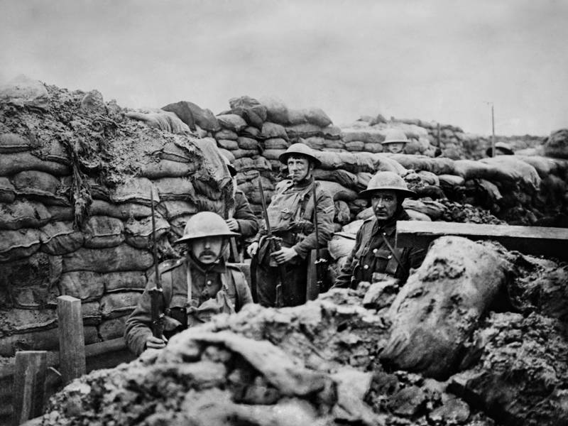 British World War 1 soldiers in a front Line trench. 1915-18