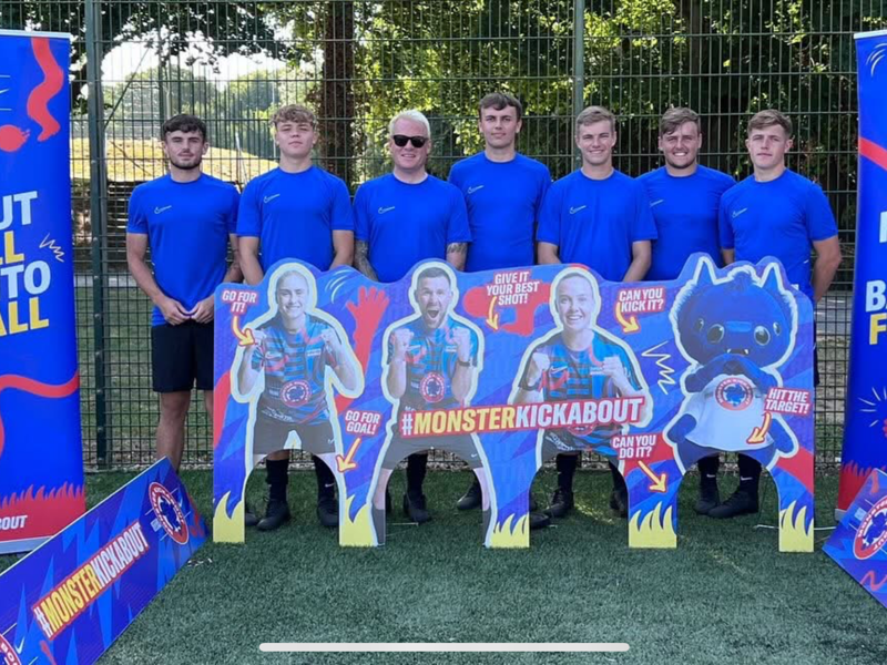 Coaches and student from City of Portsmouth College at the Monster Kickabout Tour