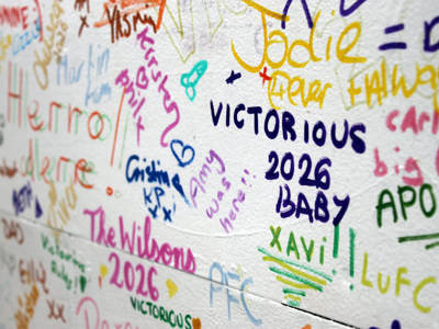 Image showing a wall of graffiti. 