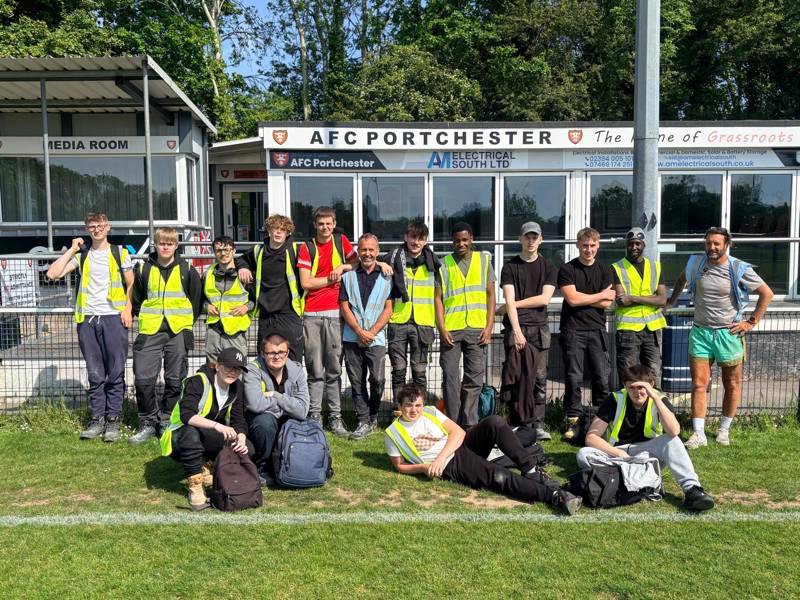Bricklaying students at AFC Portchester