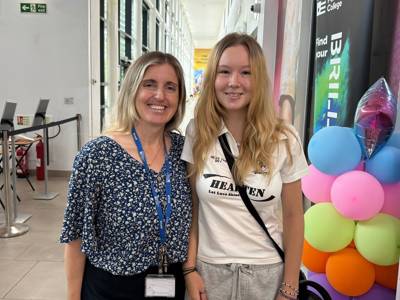 staff celebrate with students