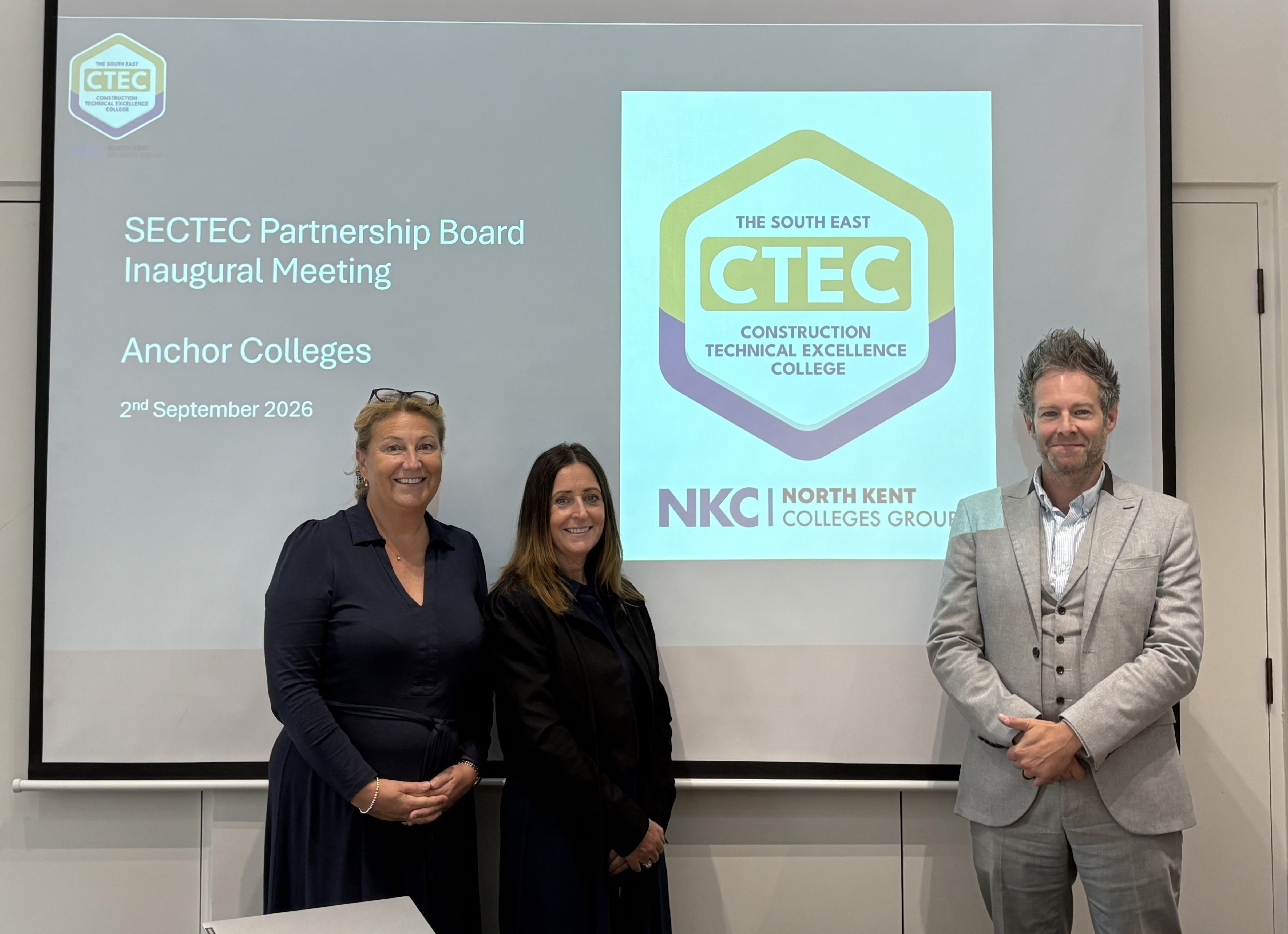 Katy Quinn, Sarah Warren and Matt Phelps at the SECTEC Partnership Board Inaugural Meeting