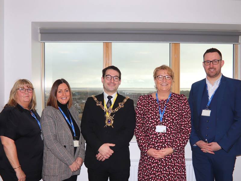 Portsmouth Lord Mayor Tom Coles with Principal Katy Quinn and members of the COPC team