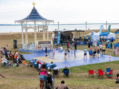 The flashmob performance at Southsea Common bandstand for SENtury Festival