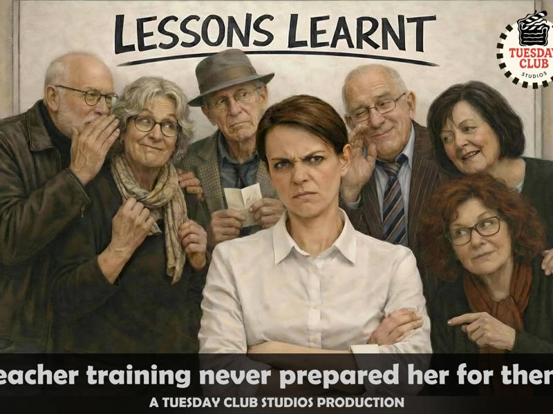 A movie poster for the short film, Lessons Learnt, by the Tuesday Club Studios.
