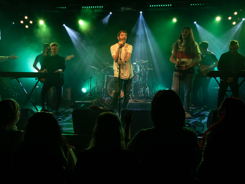 On stage action at the Wedgewood Rooms in Portsmouth.