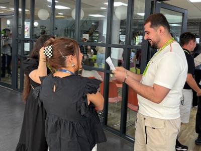 students celebrate their results