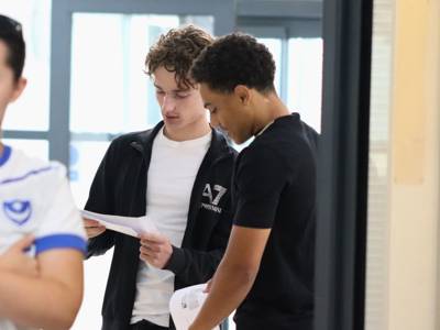 students celebrate their results