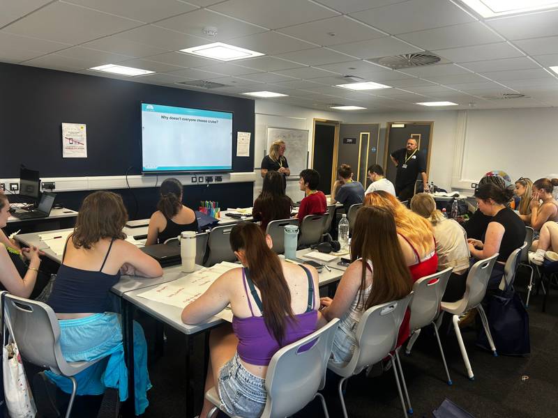 Students take notes during a presentation by Iglu Cruises