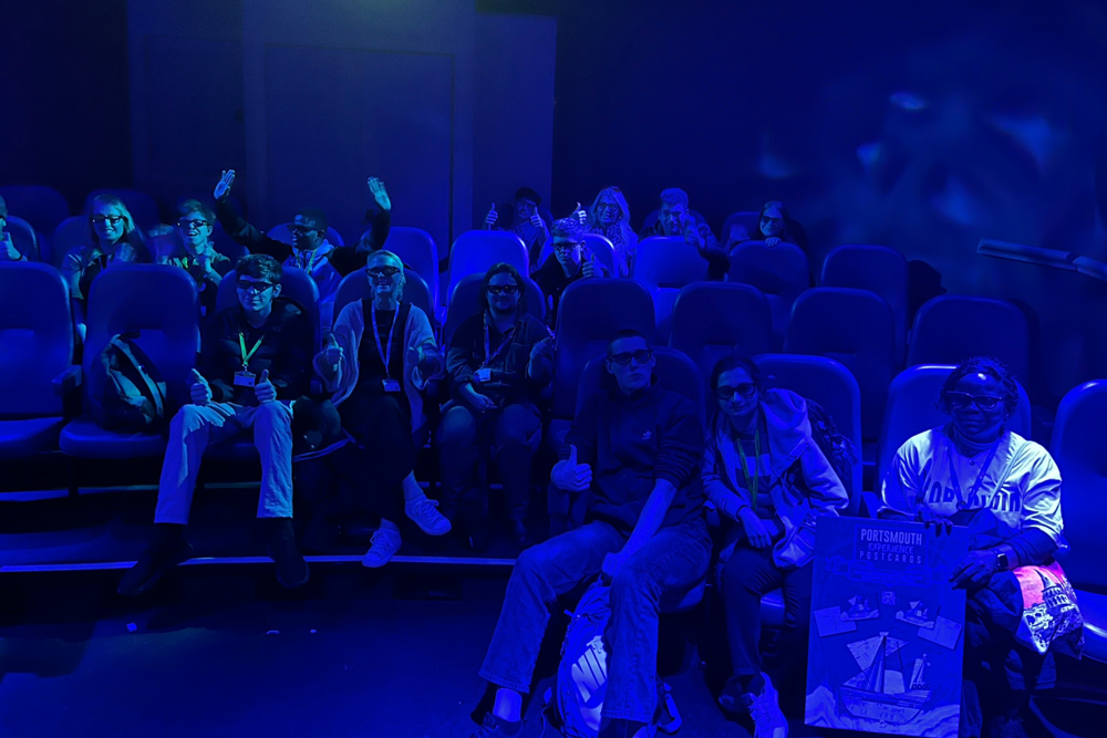 City of Portsmouth College students at the 4D cinema, Mary Rose museum