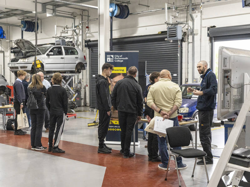 The full equipped Automotive workshop at Highbury Campus, City of Portsmouth College 