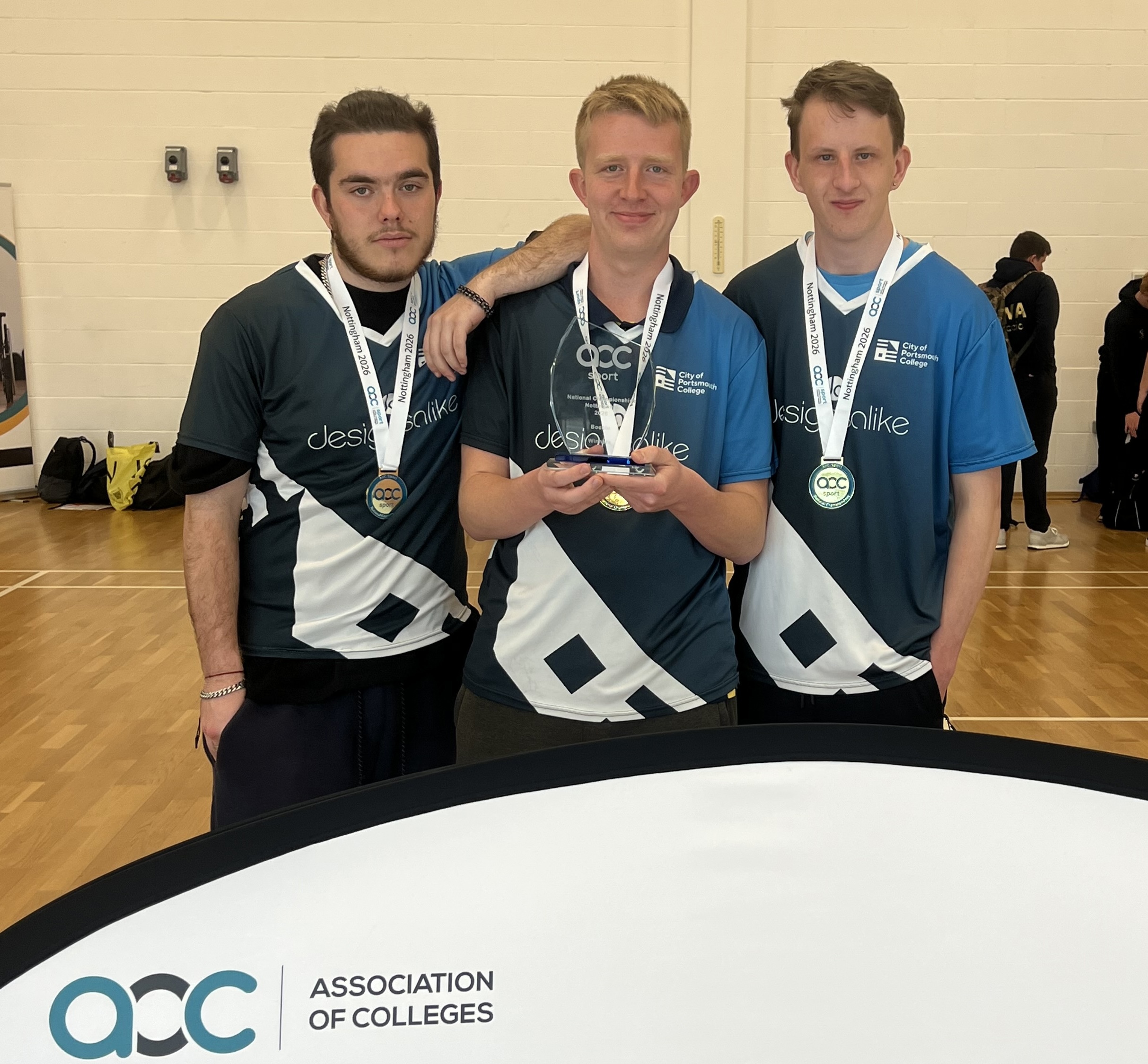 Image shows the winning COPC boccia team, featuring Nicholas Labrow, Adam Cook and Kaydon Forder