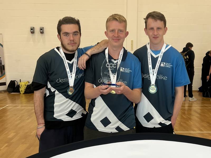 Image shows the winning COPC boccia team, featuring Nicholas Labrow, Adam Cook and Kaydon Forder