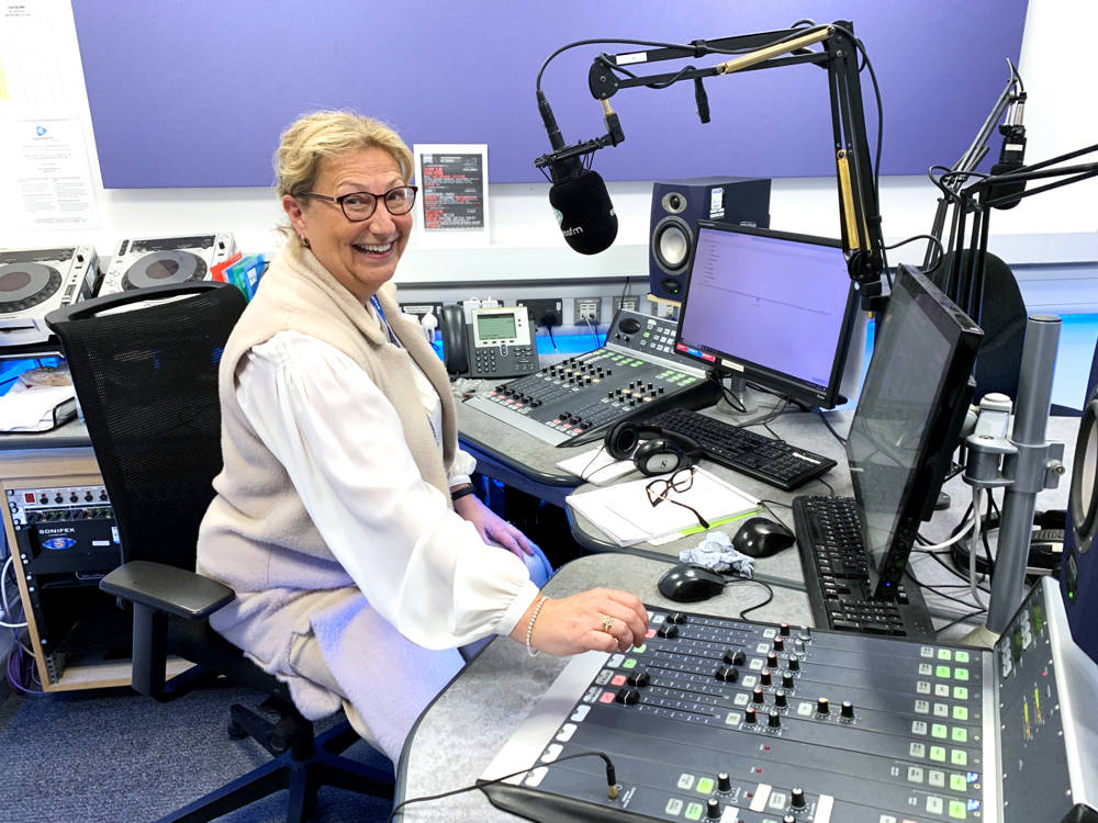 Katy Quinn, principal at City of Portsmouth College in the studio at Express FM