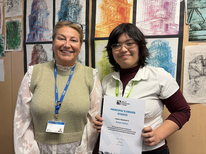 Left, Katy Quinn with winning artist Anya Velez