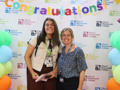 staff celebrate with students