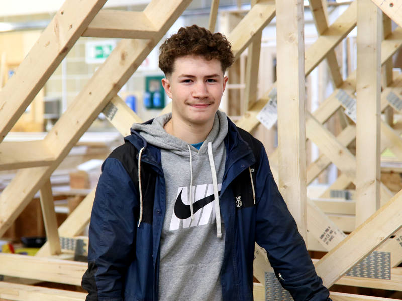 A carpentry apprentice at City of Portsmouth College