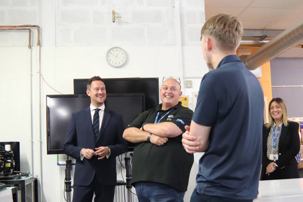 Stephen Morgan MP chats with staff at North Harbour Campus, City of Portsmouth College 