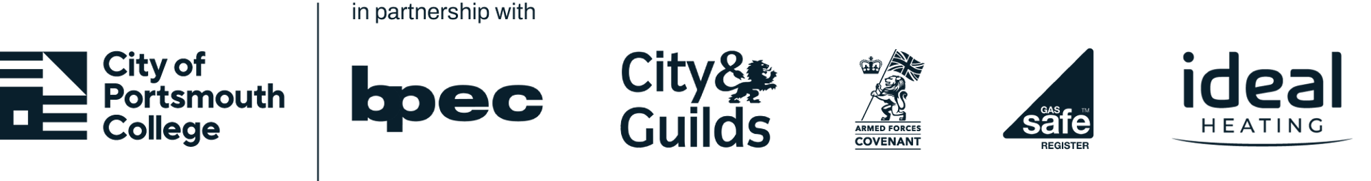 BPEC, City & Guilds, Armed Forces Covenant, Gas Safe Register and Ideal Heating in partnership with City of Portsmouth College.