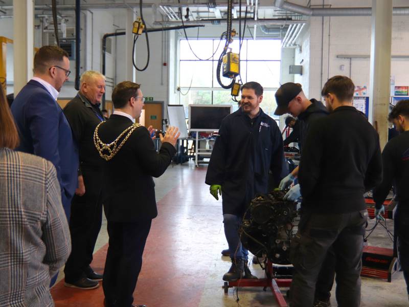 The Lord Mayor seen during an Automotive lesson 