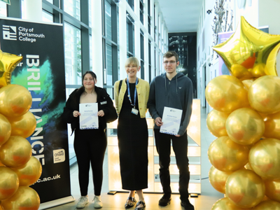 Proud students receive their awards at Supported Internship Awards hosted by City of Portsmouth College.