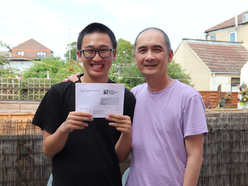 City of Portsmouth College student Jamie Ngo and dad
