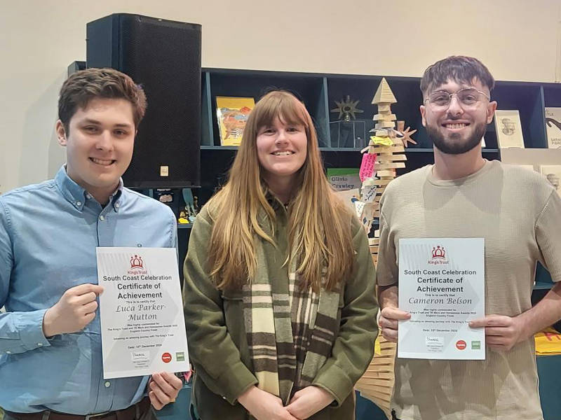 Luca and Cameron, seen with King's Trust Team Leader Amy Walledge.