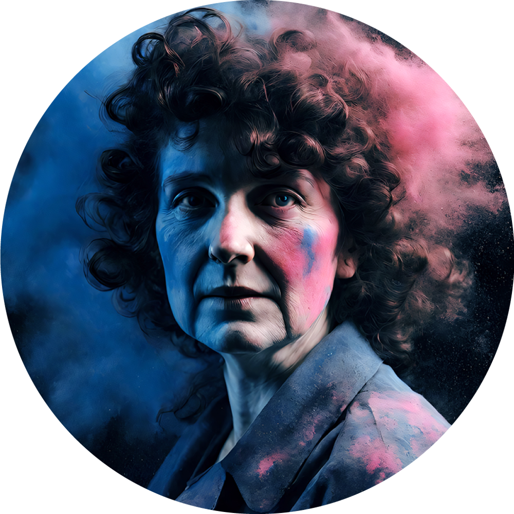 Hertha Ayrton stylised with colourful powder smoke